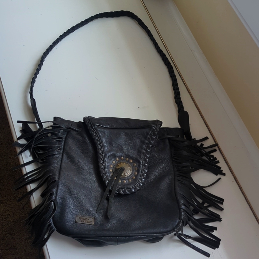 Black leather Fringe Harley-Davidson purse